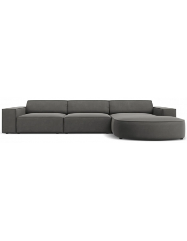 Jodie højrevendt chaiselong sofa i velour B284 x D166 cm - Sort/Lysegrå