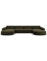 Jodie U-sofa i velour B364 x D166 cm - Sort/Grøn