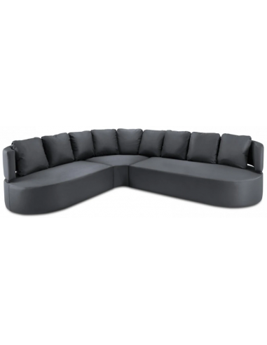Barts udendørs venstrevendt hjørne loungesofa i vandafvisende polyester B310 x D262 cm - Mørkegrå