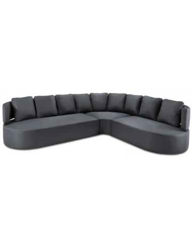 Se Barts udendørs hjørnevendt hjørne loungesofa i vandafvisende polyester B310 x D262 cm - Mørkegrå hos Lepong.dk