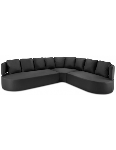 Barts udendørs hjørnevendt hjørne loungesofa i vandafvisende polyester B310 x D262 cm – Sort