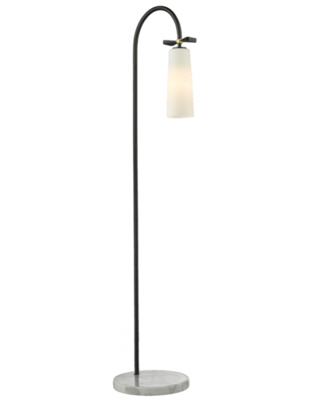 BOW Gulvlampe i marmor og stål H150 1 x E27 - Mat sort/Opalhvid