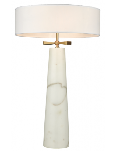 Billede af BOW Bordlampe i marmor og tekstil H63,5 cm 2 x E27 - Hvid marmor/Opalhvid
