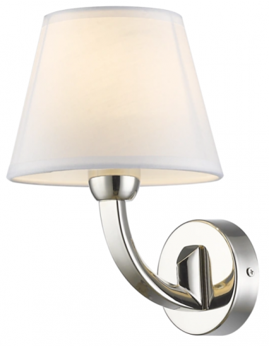 Billede af Atlanta Væglampe i metal og tekstil H24 cm 1 x E14 - Sølv/Hvid