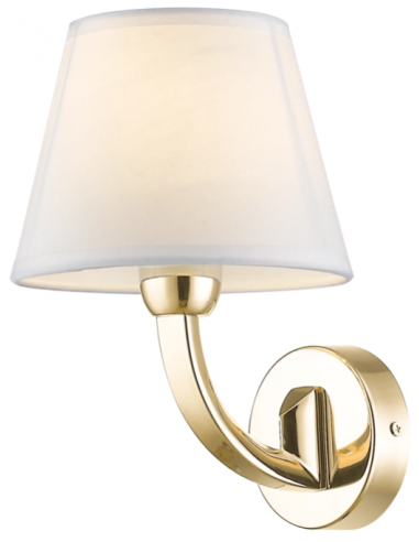 Billede af Atlanta Væglampe i metal og tekstil H24 cm 1 x E14 - Guld/Hvid