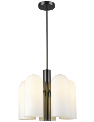 Billede af Seoul Loftlampe i metal og glas Ø42 cm 5 x E27 - Sort/Opalhvid