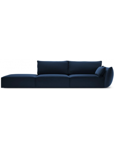 Billede af Kaelle venstrevendt 4-personers sofa i velour B286 cm - Blå