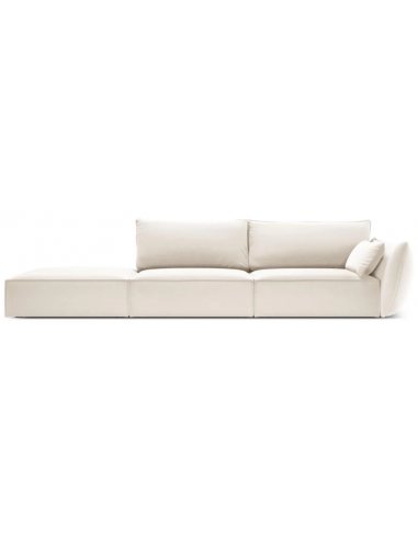 Billede af Kaelle venstrevendt 4-personers sofa i velour B286 cm - Lys beige