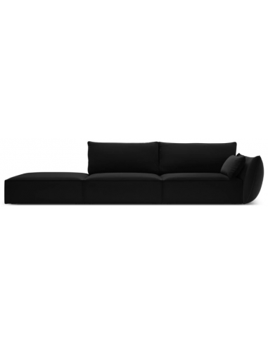 Billede af Kaelle venstrevendt 4-personers sofa i velour B286 cm - Sort