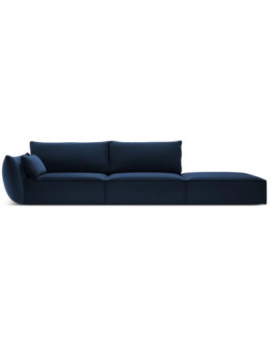 Se Kaelle højrevendt 4-personers sofa i velour B286 cm - Blå hos Lepong.dk