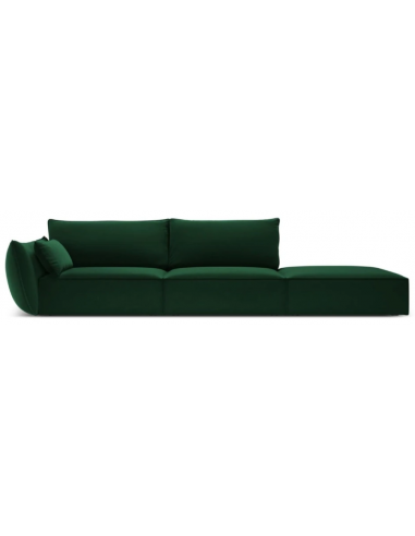 Kaelle højrevendt 4-personers sofa i velour B286 cm - Flaskegrøn