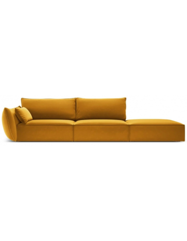 Kaelle højrevendt 4-personers sofa i velour B286 cm - Gul