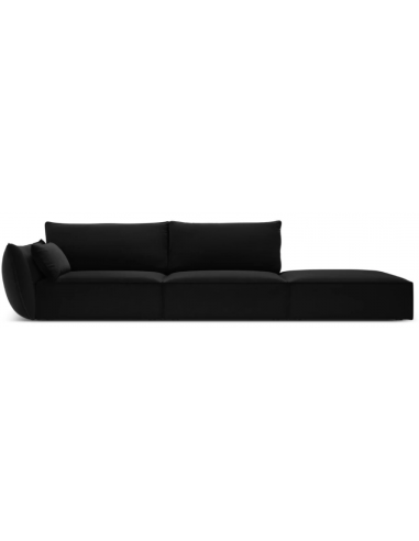 Billede af Kaelle højrevendt 4-personers sofa i velour B286 cm - Sort