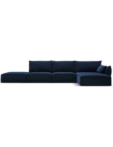 Kaelle højrevendt chaiselongsofa i velour B386 x D166 cm - Blå