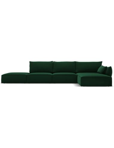 Kaelle højrevendt chaiselongsofa i velour B386 x D166 cm - Flaskegrøn