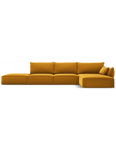 Kaelle højrevendt chaiselongsofa i velour B386 x D166 cm - Gul