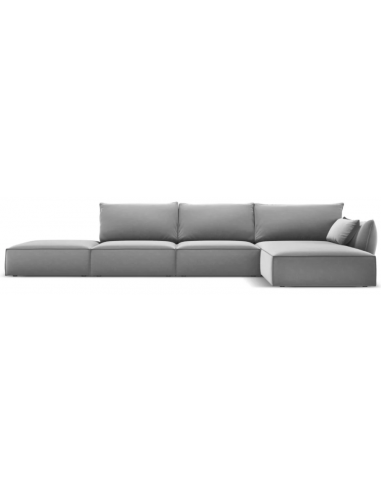 Kaelle højrevendt chaiselongsofa i velour B386 x D166 cm - Grå