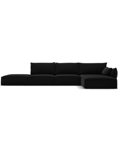 Kaelle højrevendt chaiselongsofa i velour B386 x D166 cm - Sort