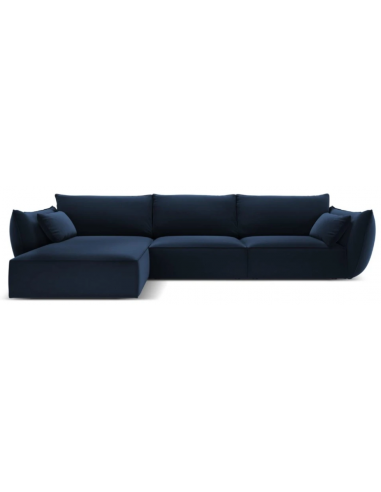 Kaelle venstrevendt chaiselongsofa i velour B308 x D171 cm - Blå