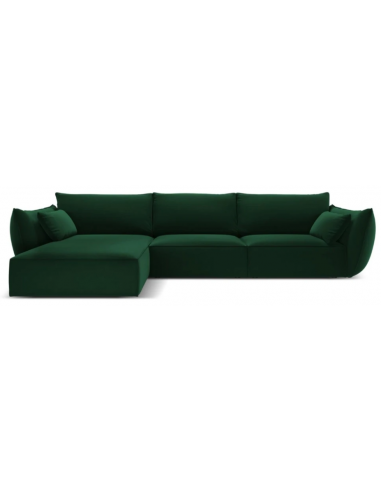 Kaelle venstrevendt chaiselongsofa i velour B308 x D171 cm - Flaskegrøn