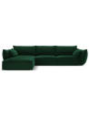 Kaelle venstrevendt chaiselongsofa i velour B308 x D171 cm - Flaskegrøn