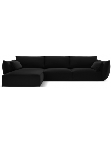 Kaelle venstrevendt chaiselongsofa i velour B308 x D171 cm - Sort