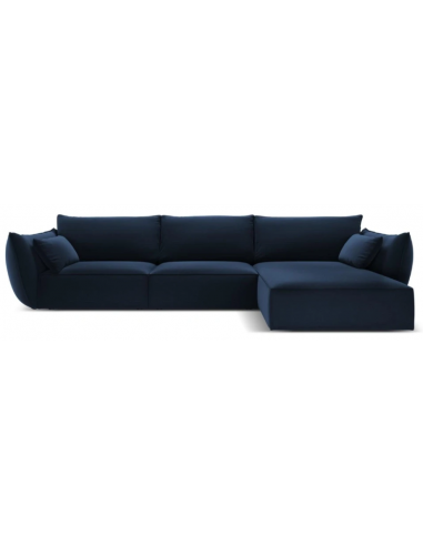 Kaelle højrevendt chaiselongsofa i velour B308 x D171 cm - Blå