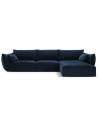 Kaelle højrevendt chaiselongsofa i velour B308 x D171 cm - Blå