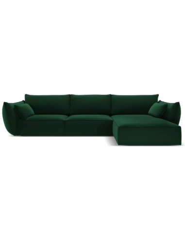 Kaelle højrevendt chaiselongsofa i velour B308 x D171 cm - Flaskegrøn