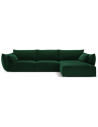 Kaelle højrevendt chaiselongsofa i velour B308 x D171 cm - Flaskegrøn