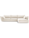 Kaelle højrevendt chaiselongsofa i velour B308 x D171 cm - Lys beige