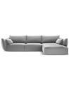 Kaelle højrevendt chaiselongsofa i velour B308 x D171 cm - Grå