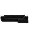 Kaelle højrevendt chaiselongsofa i velour B308 x D171 cm - Sort