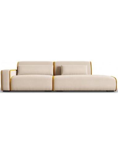 Lina højrevendt 3-personers sofa i velour B274 cm – Lys beige/Guld