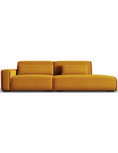 Lina højrevendt 3-personers sofa i velour B274 cm – Murstensrød/Guld