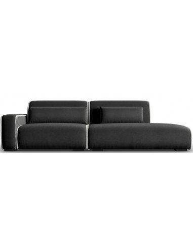 Lina højrevendt 3-personers sofa i velour B274 cm – Antracit/Grå