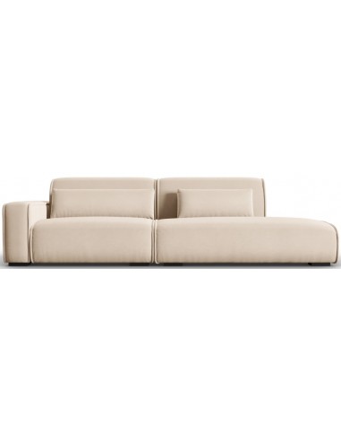 Lina højrevendt 3-personers sofa i velour B274 cm – Lys beige