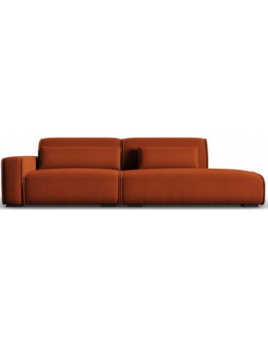 Lina højrevendt 3-personers sofa i velour B274 cm – Murstensrød