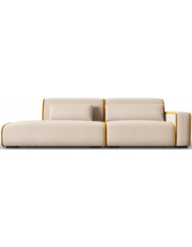Lina venstrevendt 3-personers sofa i velour B274 cm – Lys beige/Guld