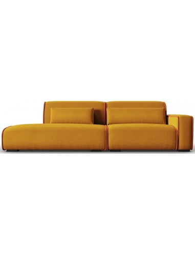 Lina venstrevendt 3-personers sofa i velour B274 cm – Murstensrød/Guld