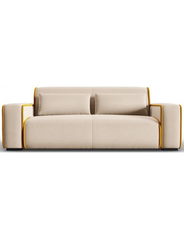 Lina 3-personers sofa i velour B192 cm – Lys beige/Guld