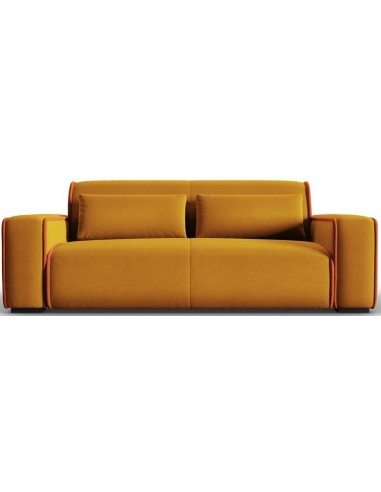 Lina 3-personers sofa i velour B192 cm – Murstensrød/Guld