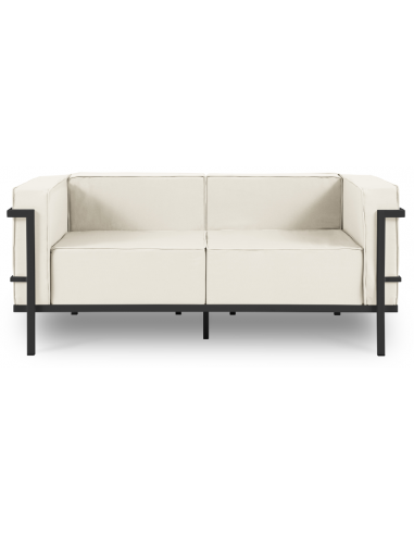 Se Cannes udendørs loungesofa i stål og polyester B164 x D70 cm - Antracit/Beige hos Lepong.dk