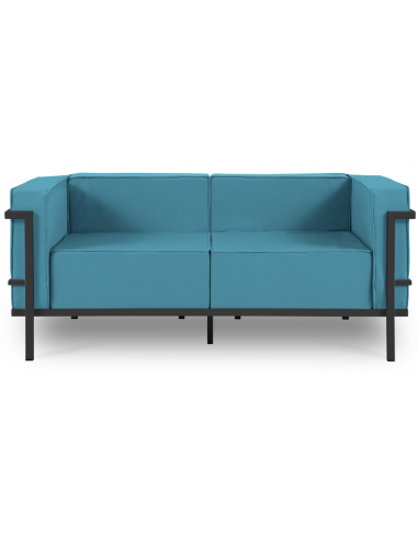 Cannes udendørs loungesofa i stål og polyester B164 x D70 cm - Antracit/Blå