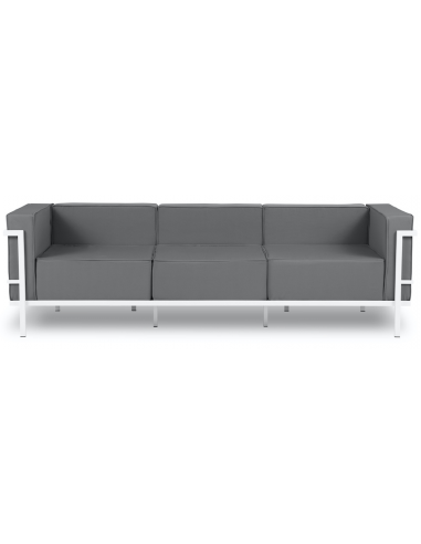 Cannes udendørs loungesofa i stål og polyester B230 x D70 cm - Hvid/Mørkegrå