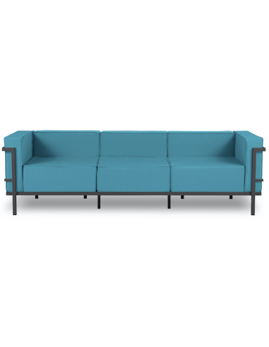 Billede af Cannes udendørs loungesofa i stål og polyester B230 x D70 cm - Antracit/Blå