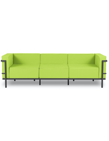 Cannes udendørs loungesofa i stål og polyester B230 x D70 cm - Antracit/Lysegrøn