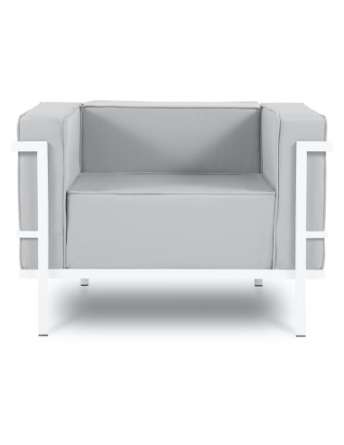 Se Cannes udendørs lounge havestol i stål og polyester B100 x D70 cm - Hvid/Grå hos Lepong.dk