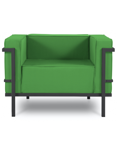 Se Cannes udendørs lounge havestol i stål og polyester B100 x D70 cm - Antracit/Grøn hos Lepong.dk