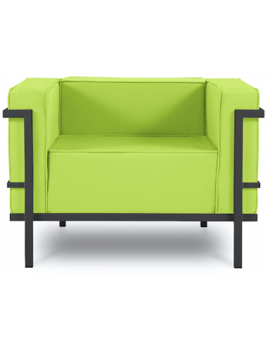 Billede af Cannes udendørs lounge havestol i stål og polyester B100 x D70 cm - Antracit/Lysegrøn